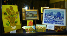 Last exhibition 2008- before, some little oil paintings and 2 Van Gogh false of author, behind watercolors.