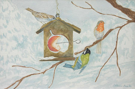 Winter joy-watercolor painting