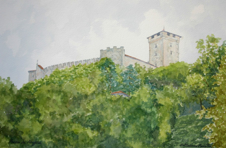 Stronghold of Angera-Watercolor painting