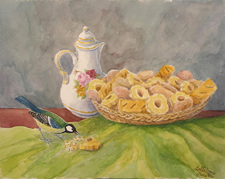 Teatime-Watercolor painting