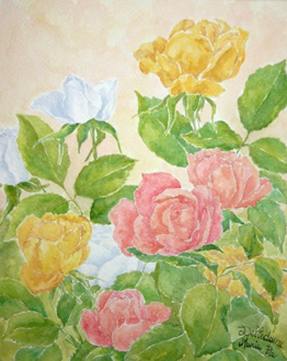 Blooming roses-Watercolor painting