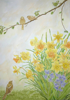 Peacefulness of spring-Watercolor painting